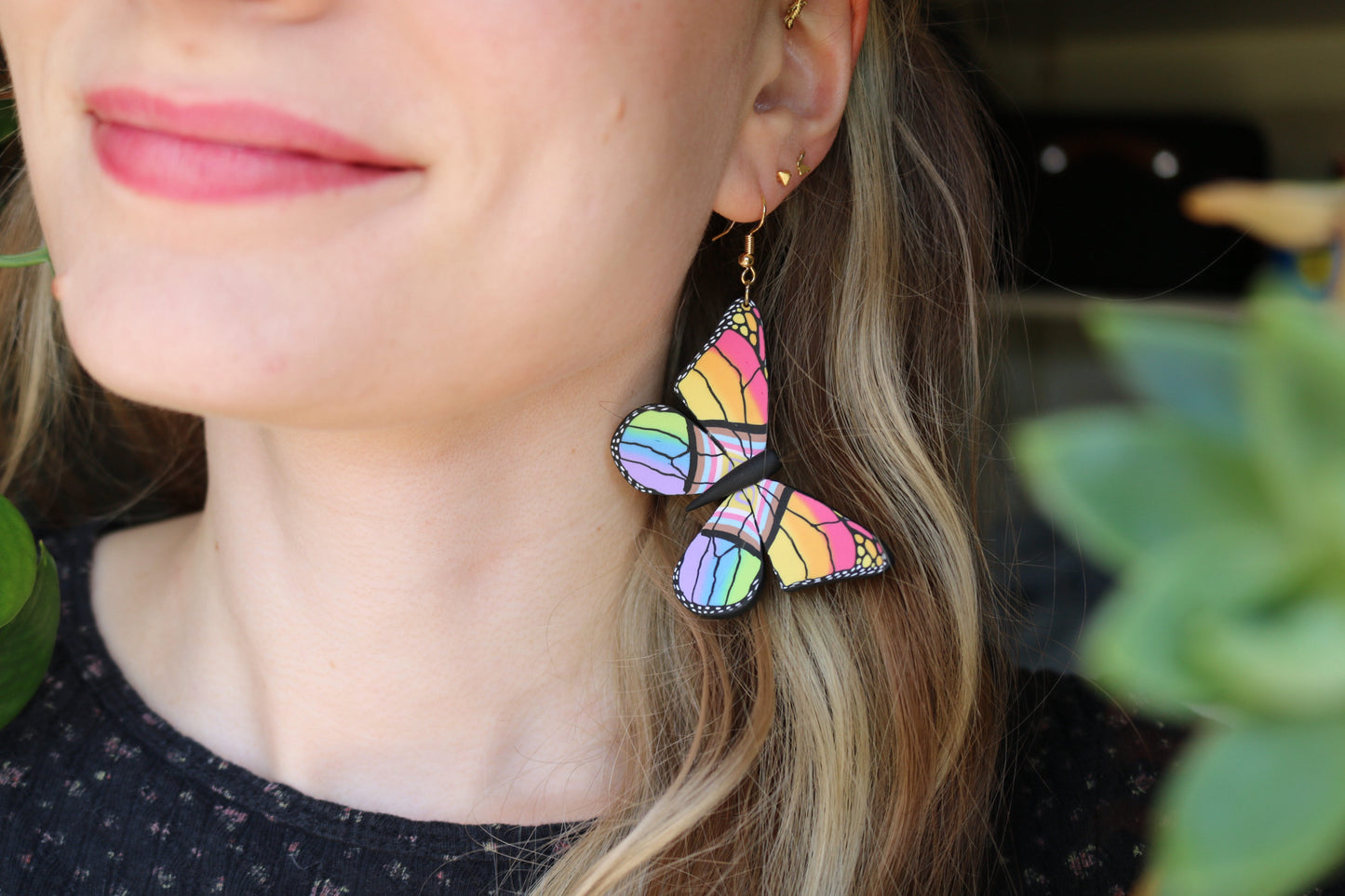 XLARGE Pride Flag Butterfly Earrings