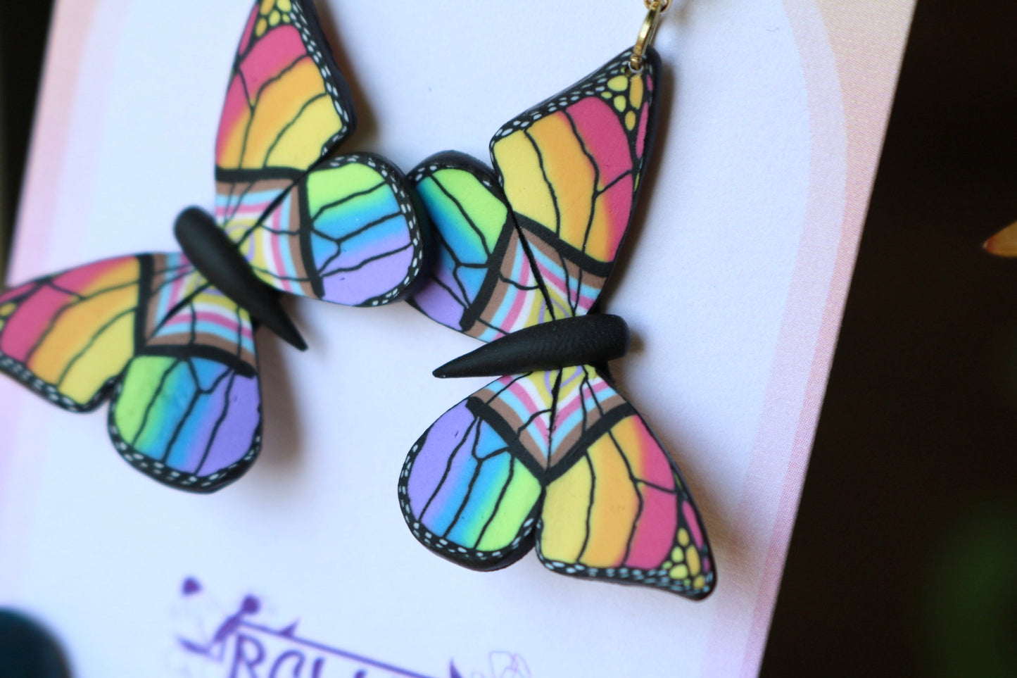 SMALL Pride Flag Butterfly Earrings