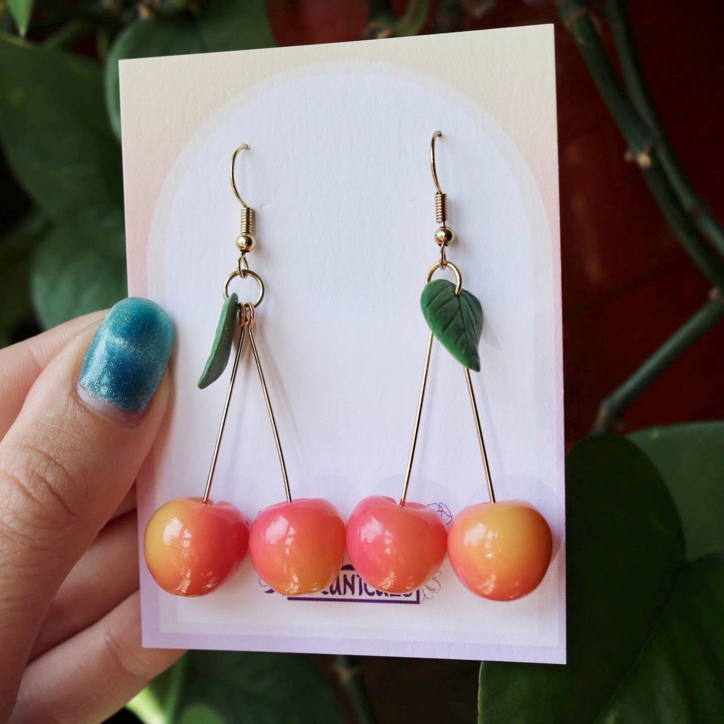 Rainier Cherry Earrings PRESALE, SHIPS 11/20 - 11/23 - Polymer Clay Dangle Earrings