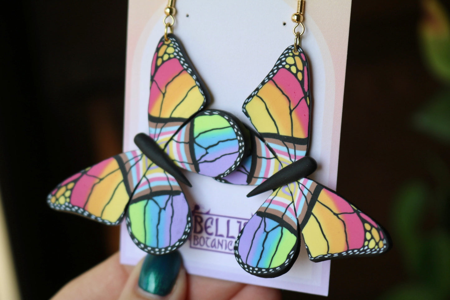 XLARGE Pride Flag Butterfly Earrings