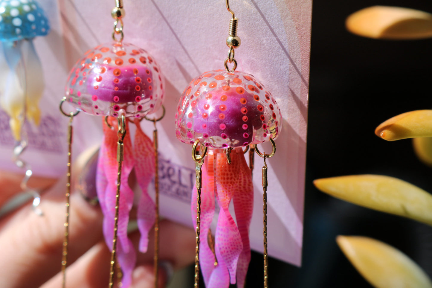 Mauve Stinger Jellyfish Earrings • Gold or Silver