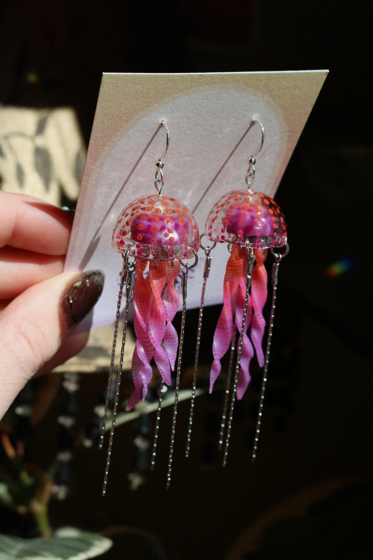 Mauve Stinger Jellyfish Earrings • Gold or Silver