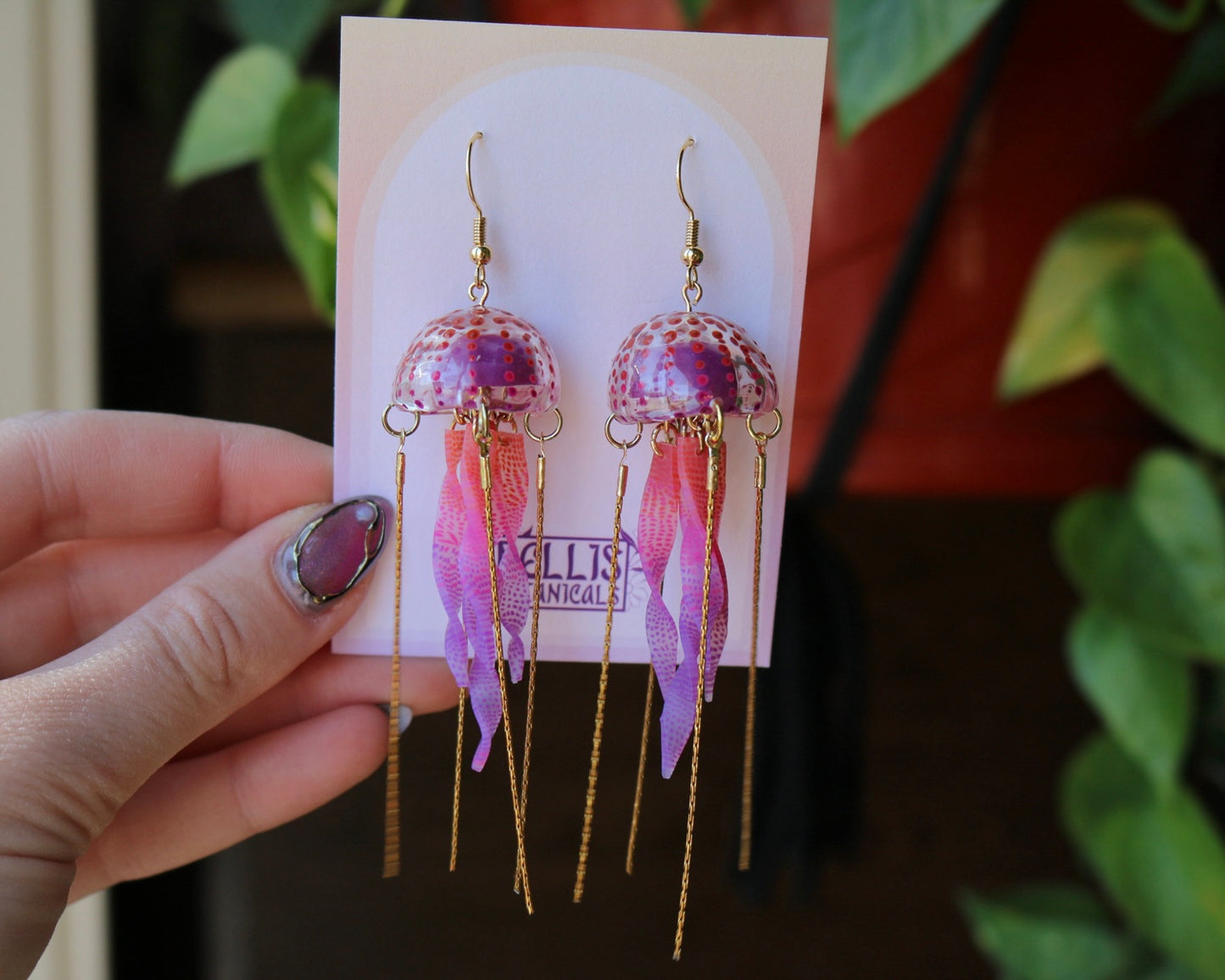 Mauve Stinger Jellyfish Earrings • Gold or Silver
