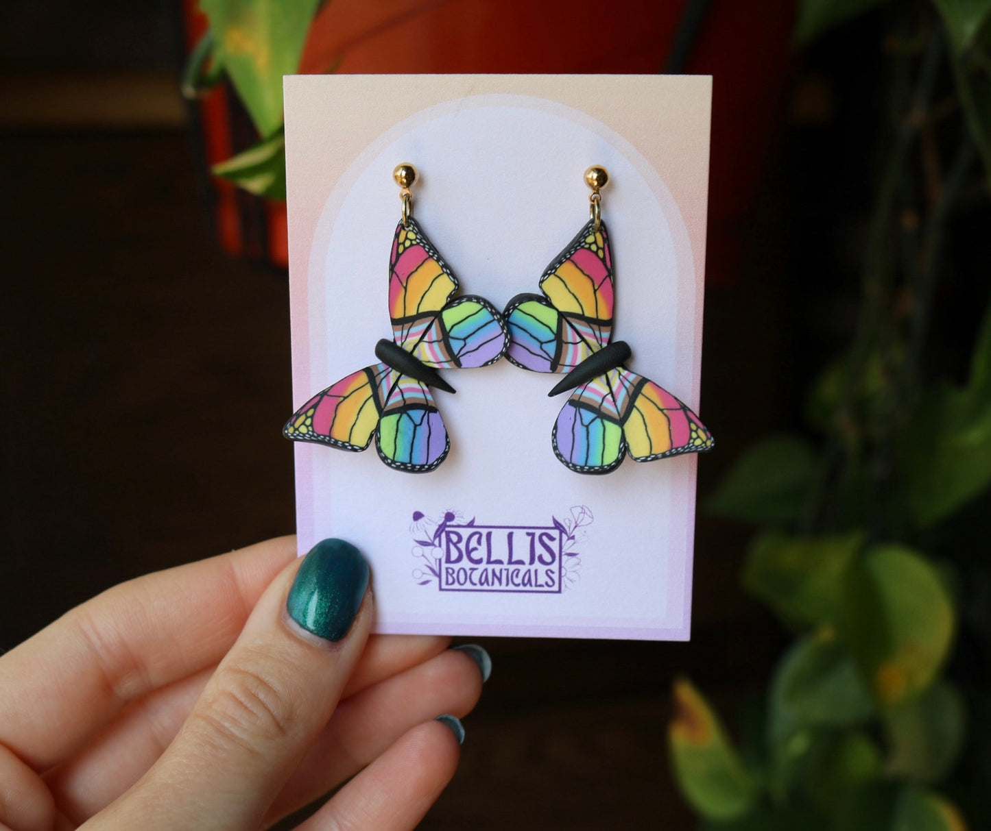 SMALL Pride Flag Butterfly Earrings