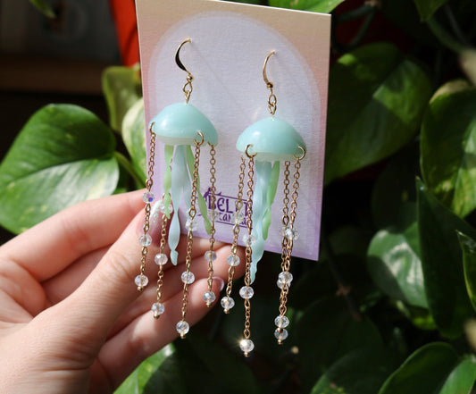 Translucent Jellyfish - Polymer Clay Dangle Earrings