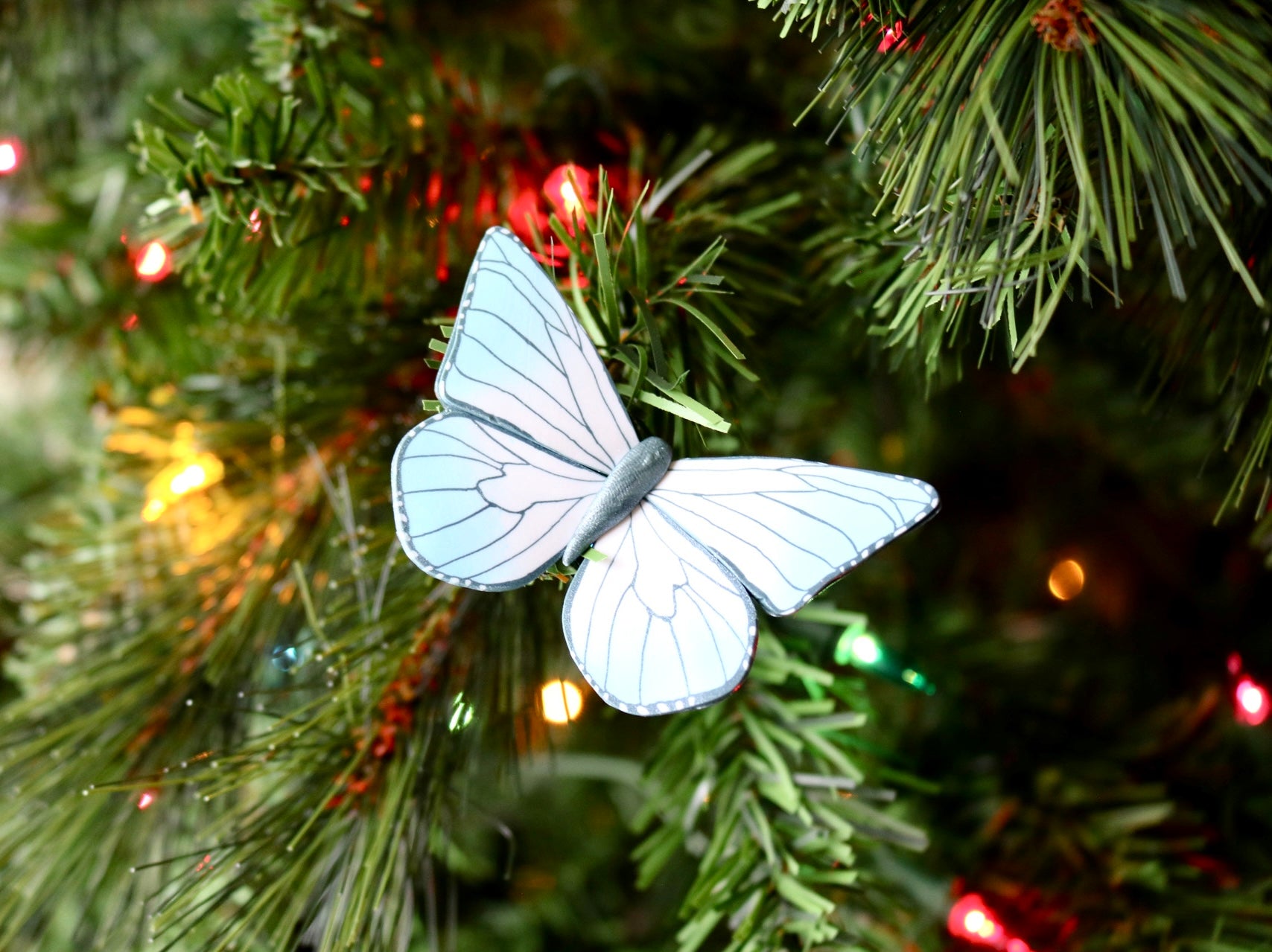 Blue Iridescent Butterfly Clip Ornament - Cracker Barrel