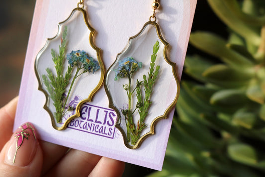 Forget-Me-Nots and Cedar - Resin Dangle Earrings