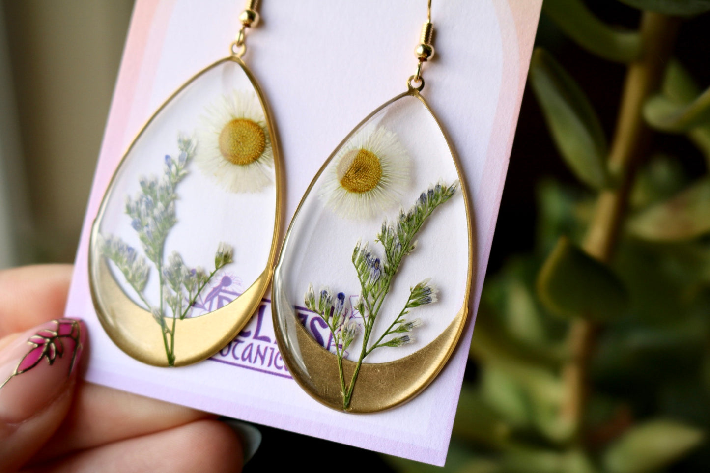 Fleabane and Caspia - Resin Dangle Earrings