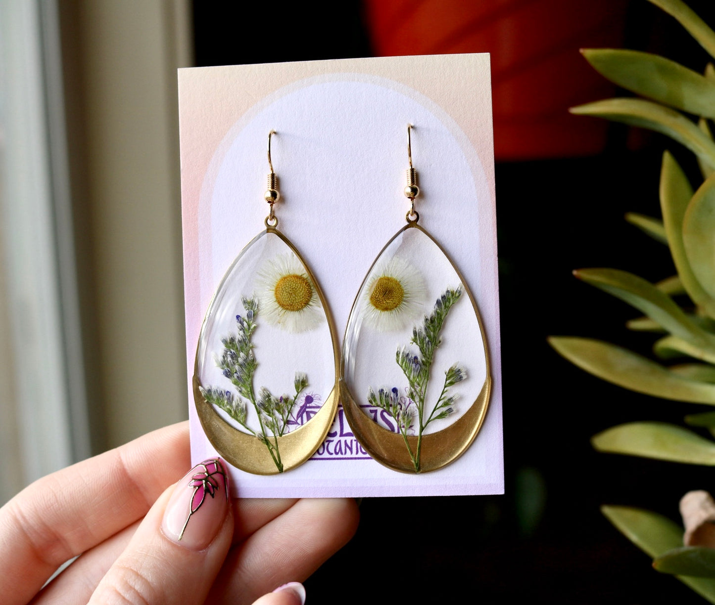 Fleabane and Caspia - Resin Dangle Earrings